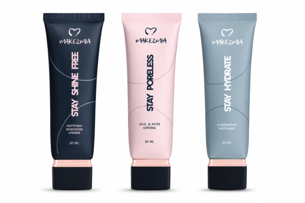 Makezmia Primer – 3 Variant Set | Stay Shine Free, Stay Poreless & Stay Hydrate (30ml Each)